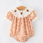 Thanksgiving Turkey Floral Lace Bubble Girls Romper