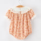 Thanksgiving Turkey Floral Lace Bubble Girls Romper