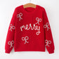 Mom and Me Winter Christmas Red "merry" Pullover Sweater