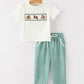 Western Plaid Horse Embroidery Boy Pants Set