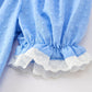 Blue Fall Thanksgiving&Halloween Pumpkin Smock Embroidery Lace Baby Girl Dress