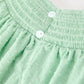 Christmas Mint Green Smocked Santa Girls Puff Sleeve Dress
