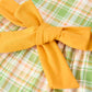 Thanksgiving Turkey Applique Plaid Girls Long Sleeve Dress