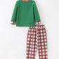 Christmas Tree Plaid Boys Set Long Sleeve Top Pants