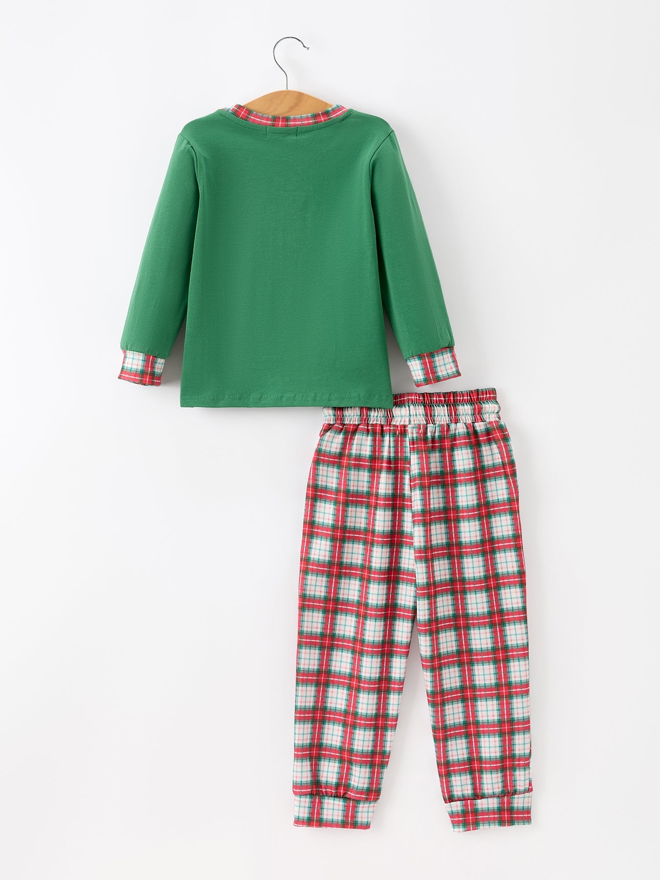 Christmas Tree Plaid Boys Set Long Sleeve Top Pants