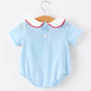 Christmas Santa Embroidered Boys Jon Jon Peter Pan Collar