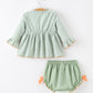 Fall Plaid Baby Girl Outfit Set Pumpkin Applique Ruffle Top Bloomer