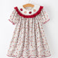 Fall Pumpkin Embroidery Girls Dress Floral Ruffle Collar Dress