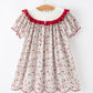 Fall Pumpkin Embroidery Girls Dress Floral Ruffle Collar Dress