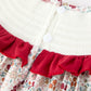 Fall Pumpkin Embroidery Girls Dress Floral Ruffle Collar Dress