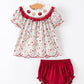 Fall Pumpkin Embroidery Baby Girl Outfit Set Red Bloomer Set