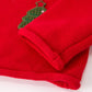 Baby Girl Christmas Red Knit Sweater with Embroidered Tree Appliqué