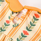 Fall Floral Stripe Baby Girls Romper Petals Collar Smocked