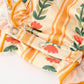 Fall Floral Stripe Baby Girls Romper Petals Collar Smocked