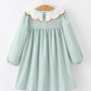 Halloween Thanksgiving Pumpkin Embroidery Girls Dress Peter Pan Collar