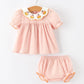 Halloween Pumpkin Embroidered Girls Bloomer Set