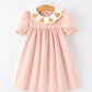 Halloween Pumpkin Applique Girls Puff Sleeve Dress