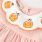 Halloween Pumpkin Applique Girls Puff Sleeve Dress
