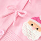 Baby Girl Christmas Pink Santa Bow Knit Cardigan Sweater