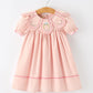 Fall Baby Girl Pink Floral Embroidered Peter Pan Collar Dress