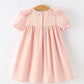 Fall Baby Girl Pink Floral Embroidered Peter Pan Collar Dress
