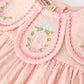Fall Baby Girl Pink Floral Embroidered Peter Pan Collar Dress