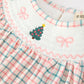 Girls Christmas Smocked Plaid Dress with Tree Embroidery