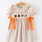 Thanksgiving Smocked Girls Dress Turkey Pumpkin Pie Embroidery