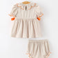 Thanksgiving Smocked Girls Dress Bloomer Set Turkey Embroidery