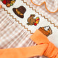 Thanksgiving Smocked Girls Dress Bloomer Set Turkey Embroidery