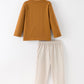 Thanksgiving Boys Embroidered Shirt Gingham Pants Set Fall Outfit