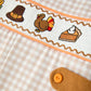 Thanksgiving Boys Gingham Jon Jon Embroidered Romper