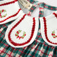 Baby Girl Christmas Plaid Wreath Embroidery Bubble Romper