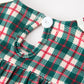 Baby Girl Christmas Plaid Wreath Embroidery Bubble Romper