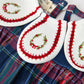 Navy Red Christmas Plaid Wreath Baby Girl Bubble Romper