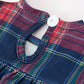 Navy Red Christmas Plaid Wreath Baby Girl Bubble Romper
