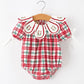 Red Christmas Plaid Wreath Baby Girl Bubble Romper