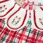 Red Christmas Plaid Wreath Baby Girl Bubble Romper