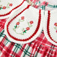 Red Christmas Plaid Wreath Embroidered Girl Dress