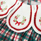 Baby Girl Christmas Plaid Embroidered Dress Wreath Collar