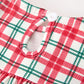 Red Christmas Plaid Wreath Embroidered Girl Dress