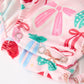 Baby Girl Christmas Smocked Bubble Romper Bow Print