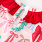 Girl Christmas Smocked Dress Red Green Bow Holiday Party Dress