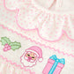 Christmas Smocked Girls Dress Embroidered Holiday Ruffle Collar