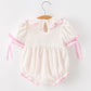 Christmas Smocked Baby Girl Bubble Romper Embroidered Ruffle Collar