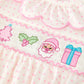 Christmas Smocked Baby Girl Bubble Romper Embroidered Ruffle Collar