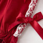 Christmas Baby Girls Red Lace Bow Bloomer Set