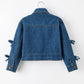 Girls Denim Bow Sleeve Button-Front Jacket