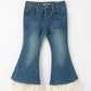 Girls Denim Lace Trim Bell Bottom Jeans