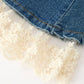 Girls Denim Lace Trim Bell Bottom Jeans